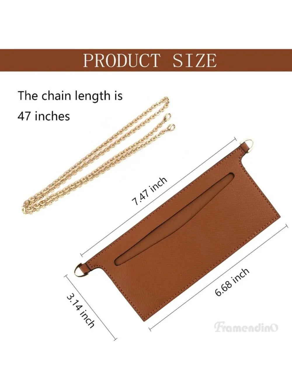 Purse Insert Organizer with Metal Chain, Handbag Divider & Pocket for Women